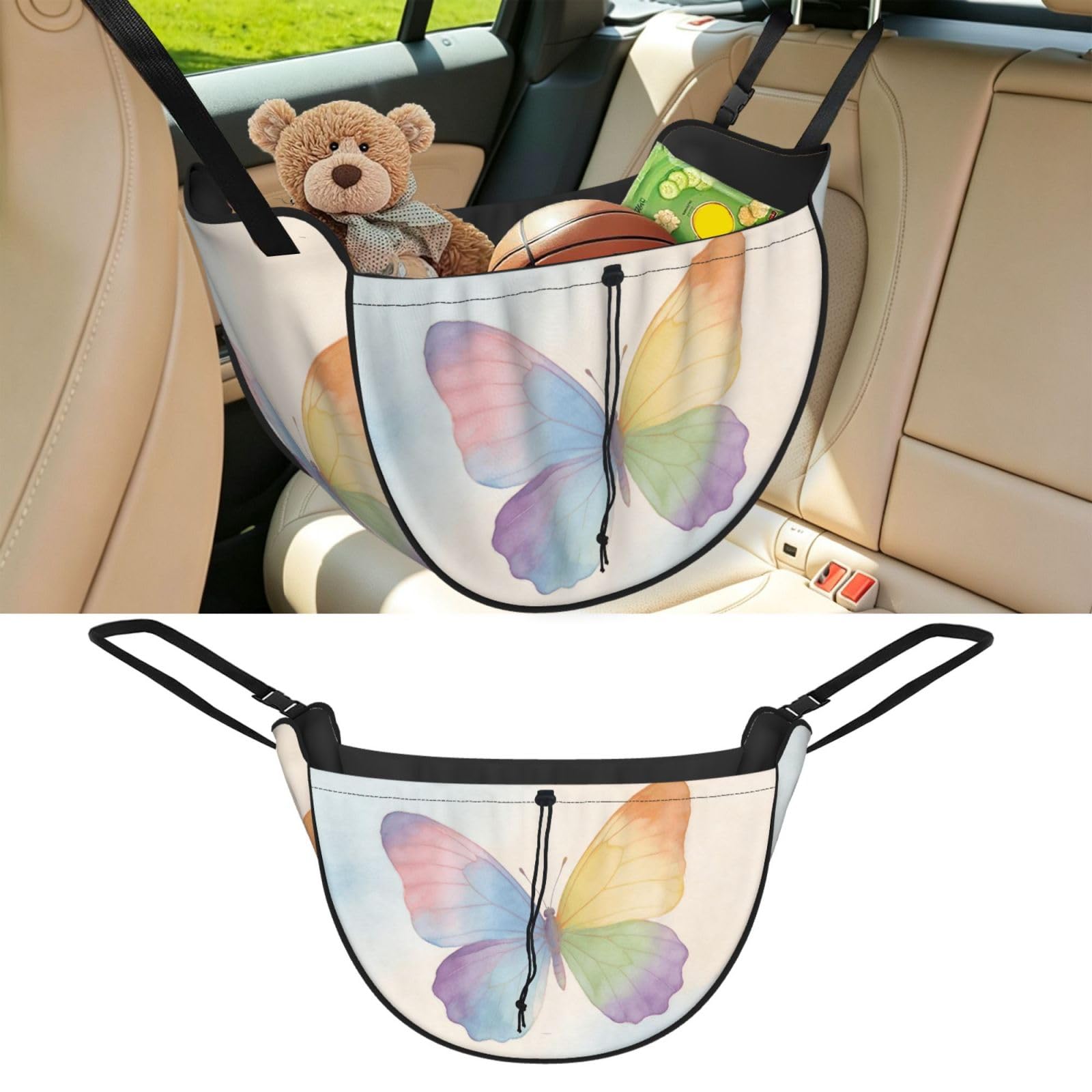 Cntdbu Black Butterfly Wash Car Seat Organizer-Backseat Storage Bag For Travel