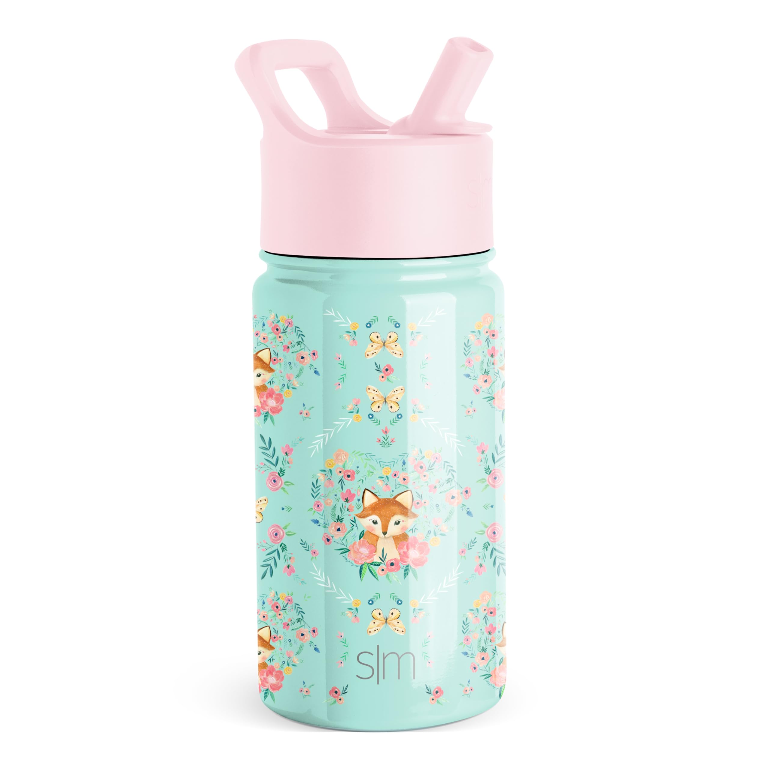 Simple Modern Kids Water Bottle with Straw | Insulated Stainless Steel Reusable Tumbler for Girls, Boys | Summit Collection | 415ml | Fox and The Flower