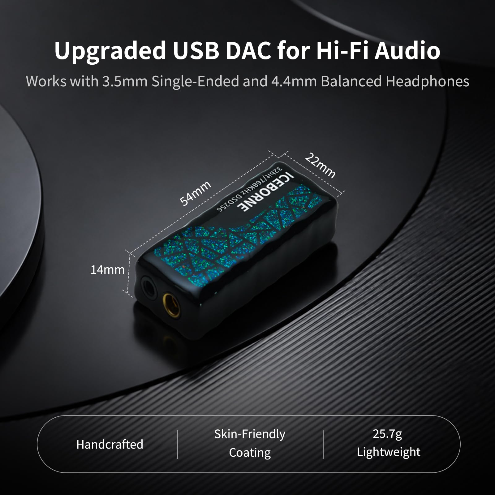 AFUL ICEBORNE tragbarer DAC-Kopfhörerverstärker CS43198 32 Bit 768 kHz PCM DSD256 USB 2.0 3,5mm 4,4mm Gehäuse aus Kunstharz
