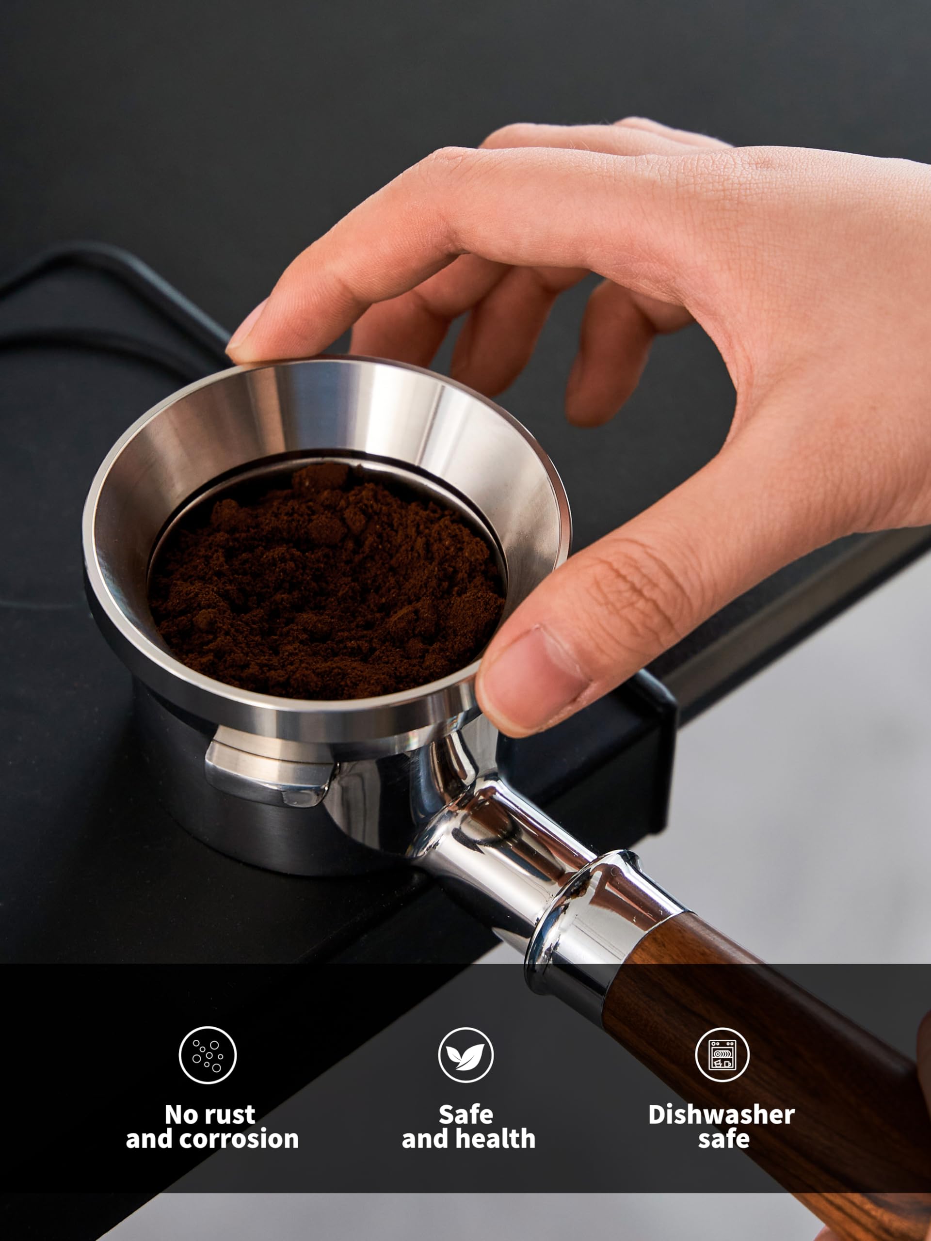Coosigar 51mm Espresso Dosing Funnel and Puck Screen Set,Stainless Steel Coffee Dosing Ring Compatible with Delonghi 51mm Portafilter.Reusable 1.7mm Thickness Espresso Puck Screen(Stainless Steel)