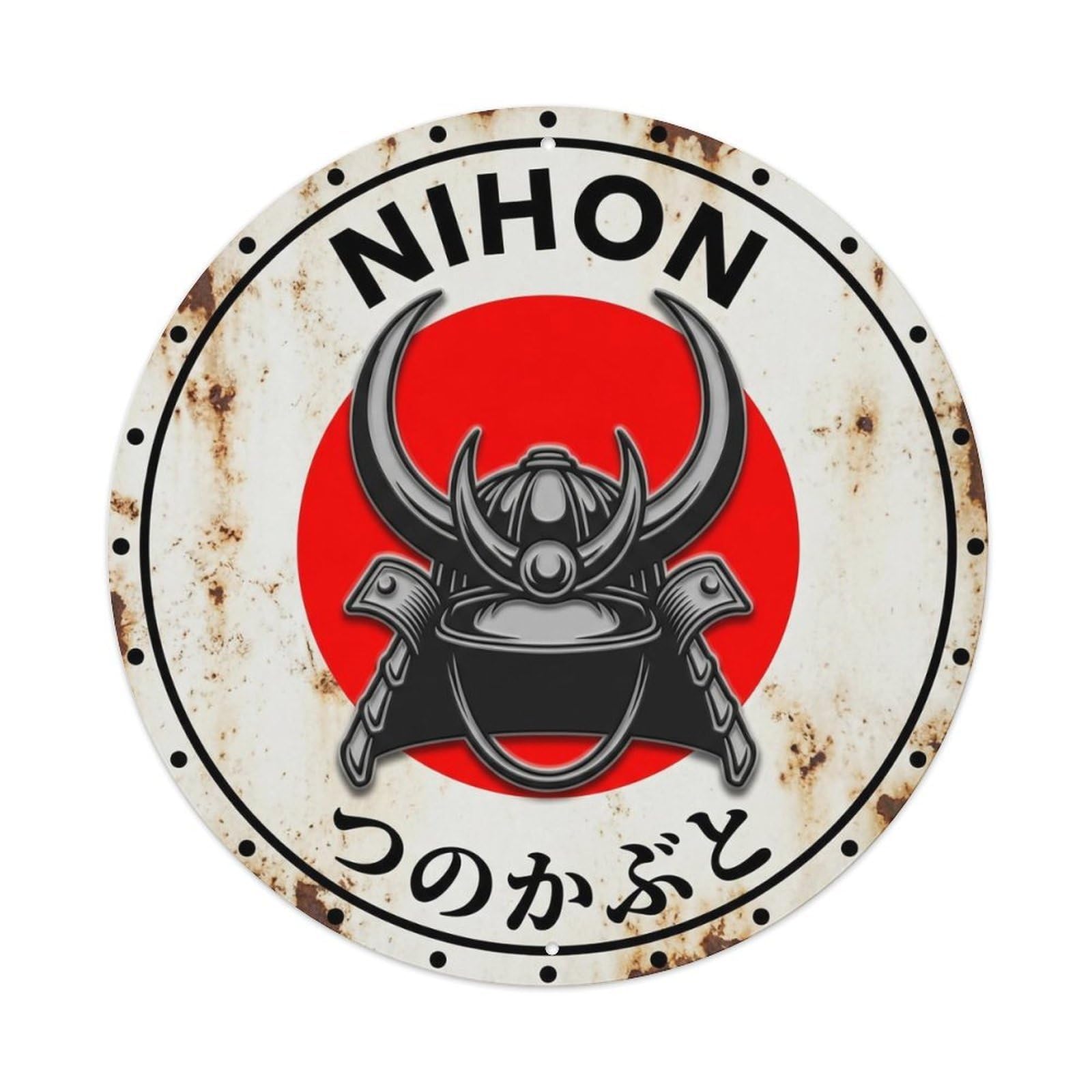 Horned Helmet Nihon Warrior Armor Rustic Metal Tin Sign
