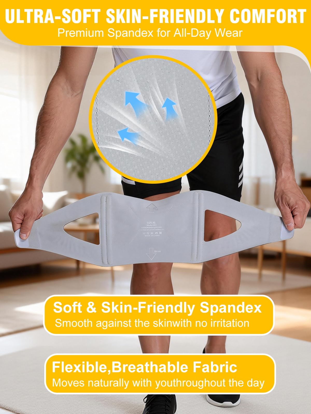 Quick-Wrap – Lot de 2 genouillères réglables pour homme et femme avec 4 stabilisateurs à ressort en métal, rotule ouverte, sangles en X, compression respirante pour la course, la gym, le