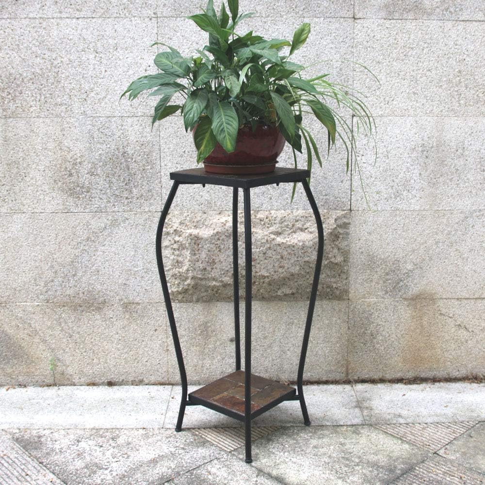 Black 4-Tier Steel Flower Display Stand with Plastic Buckets
