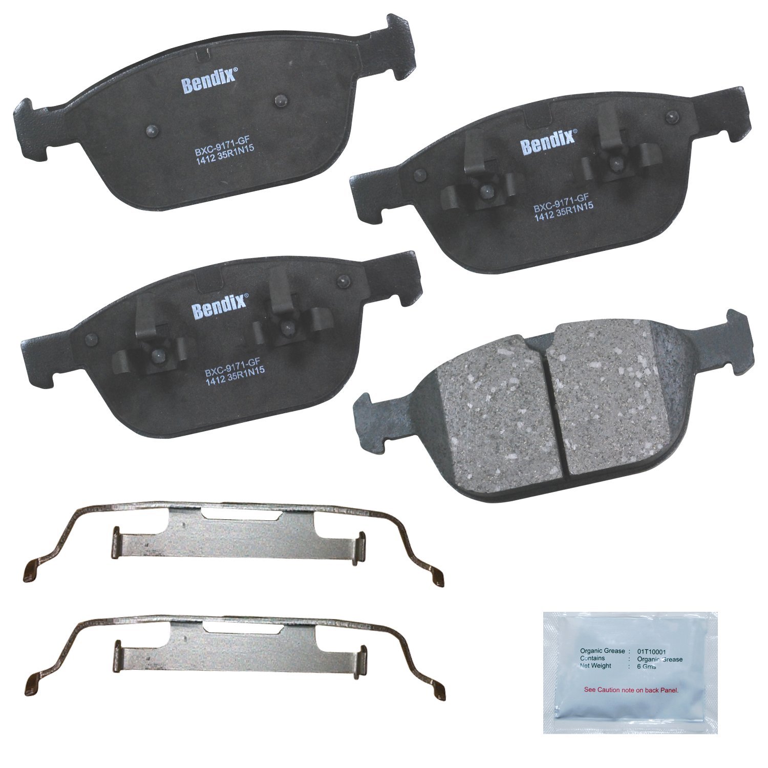 Bendix CFC1412 Premium Copper Free Ceramic Brake Pad (with Installation Hardware Front)