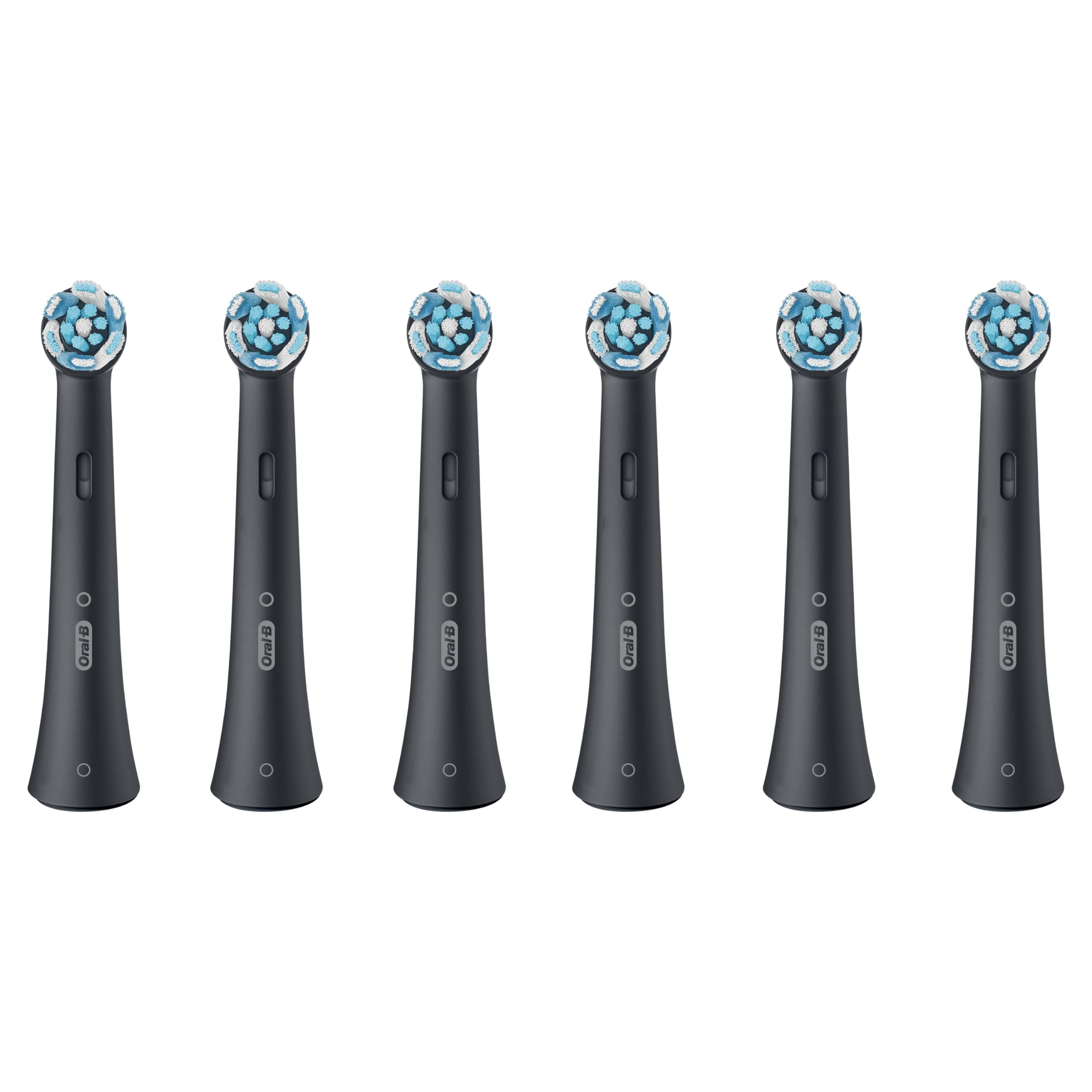 Oral-B iO Ultimate Clean Brossettes Noires De Rechange, Embouts Ronds S’Adaptant Aux Dents, Éliminent La Plaque Dentaire, Pour Les Brosses Électriques Magnétiques, Emballage Carton, Lot de 6