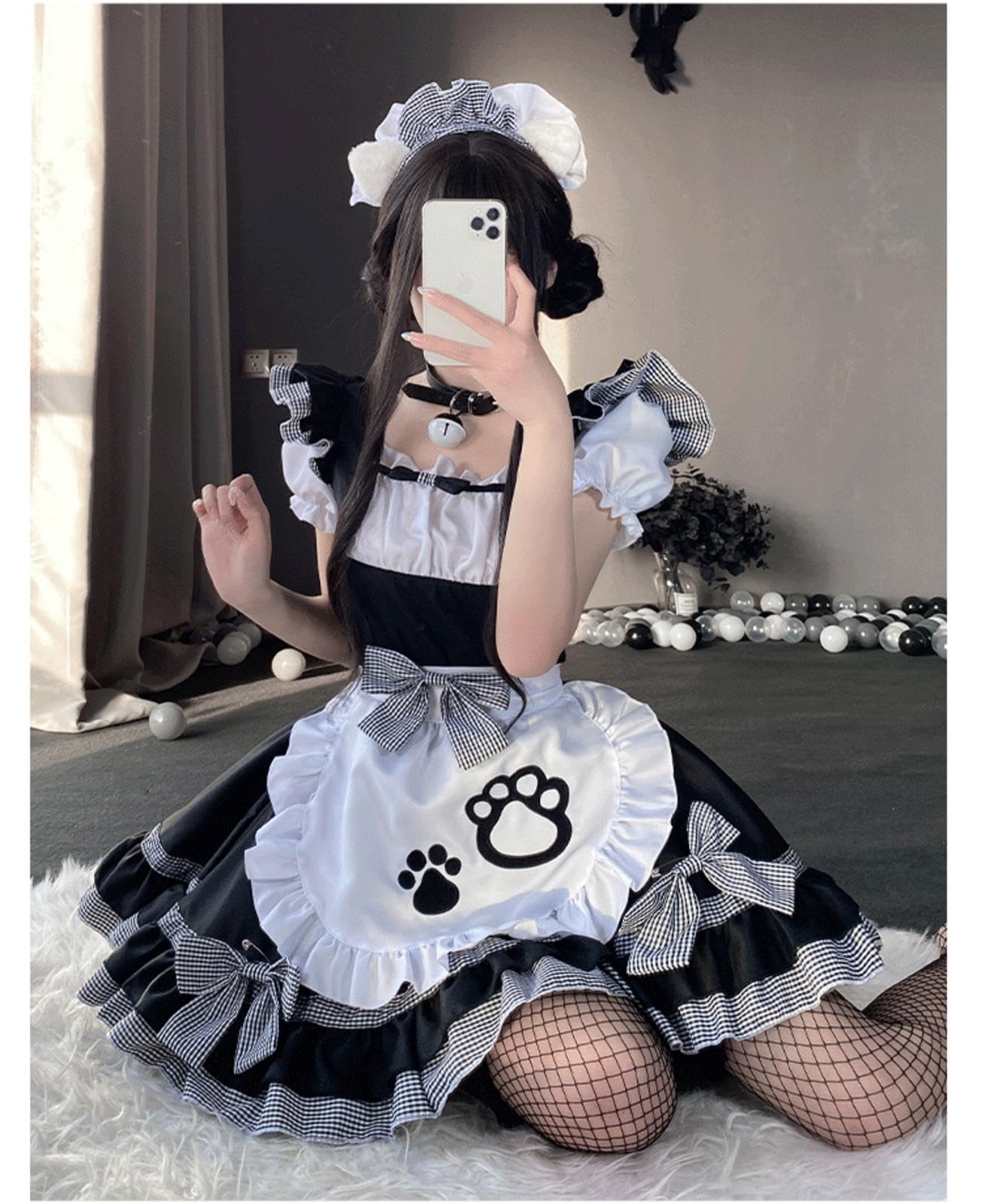 pharfaite 新作 レースリミテーション モノトーン コスプレ メイド服 pharfaite 新作 レースリミテーション モノトーン コスプレ メイド服