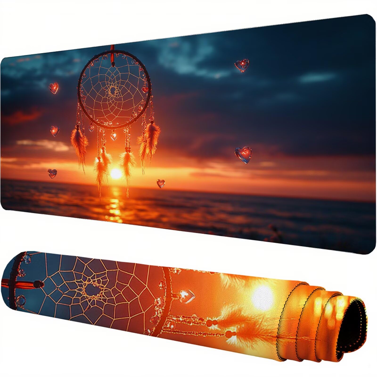 Czarna podkładka pod mysz XXL 1200 x 600 x 3 mm łapacz snów pod ręką akcesoria na biurko antypoślizgowa gumowa podstawa i zszyte krawędzie podkładka pod mysz dla graczy do dekoracji biura biurowego