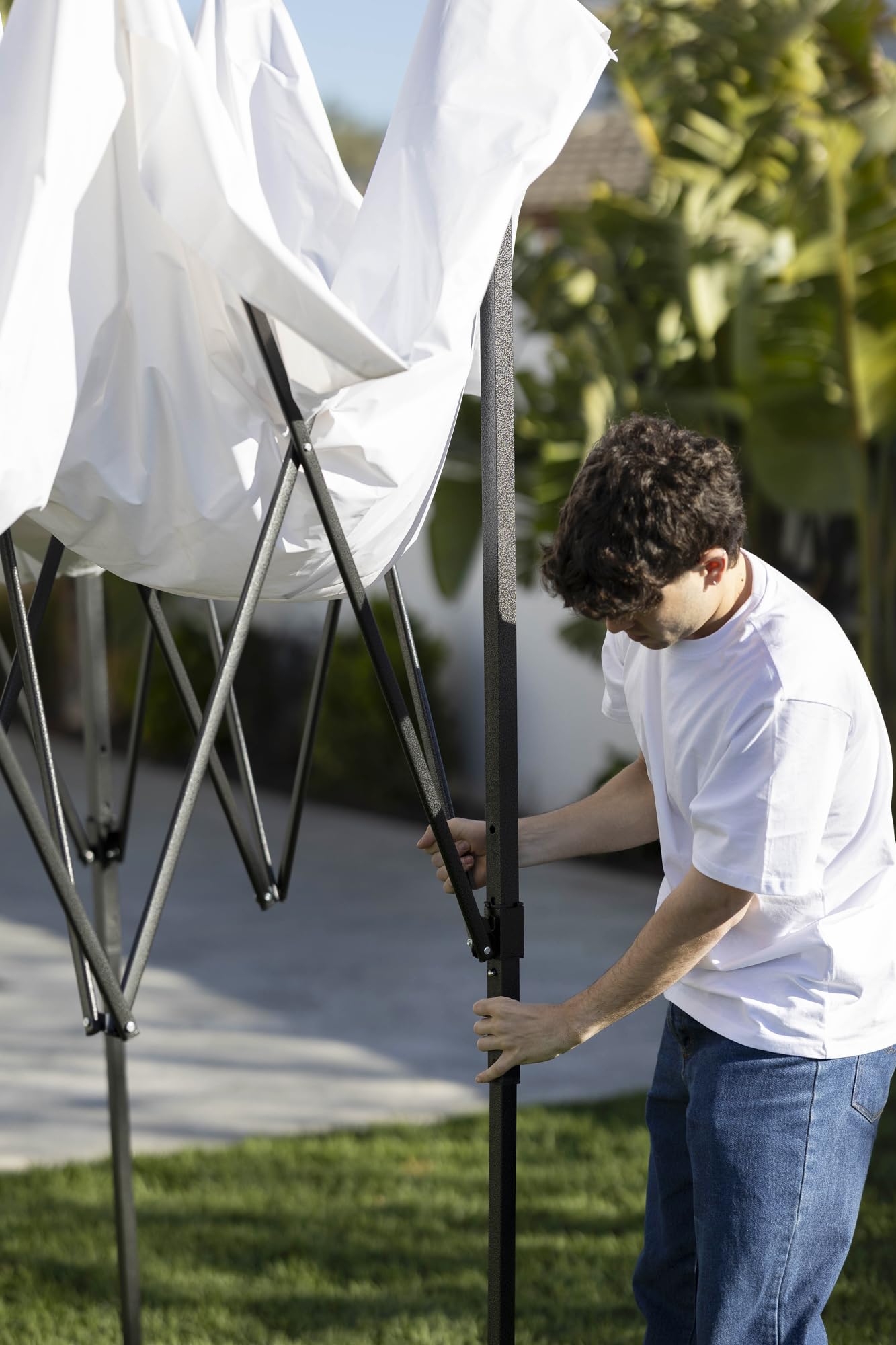 DUPI Gazebo Plegable 3x3 Metros, Cenador, Pergola, Carpas para Exteriores jardín, terrazas, Camping y Playa | Patas_Negras | Blanca