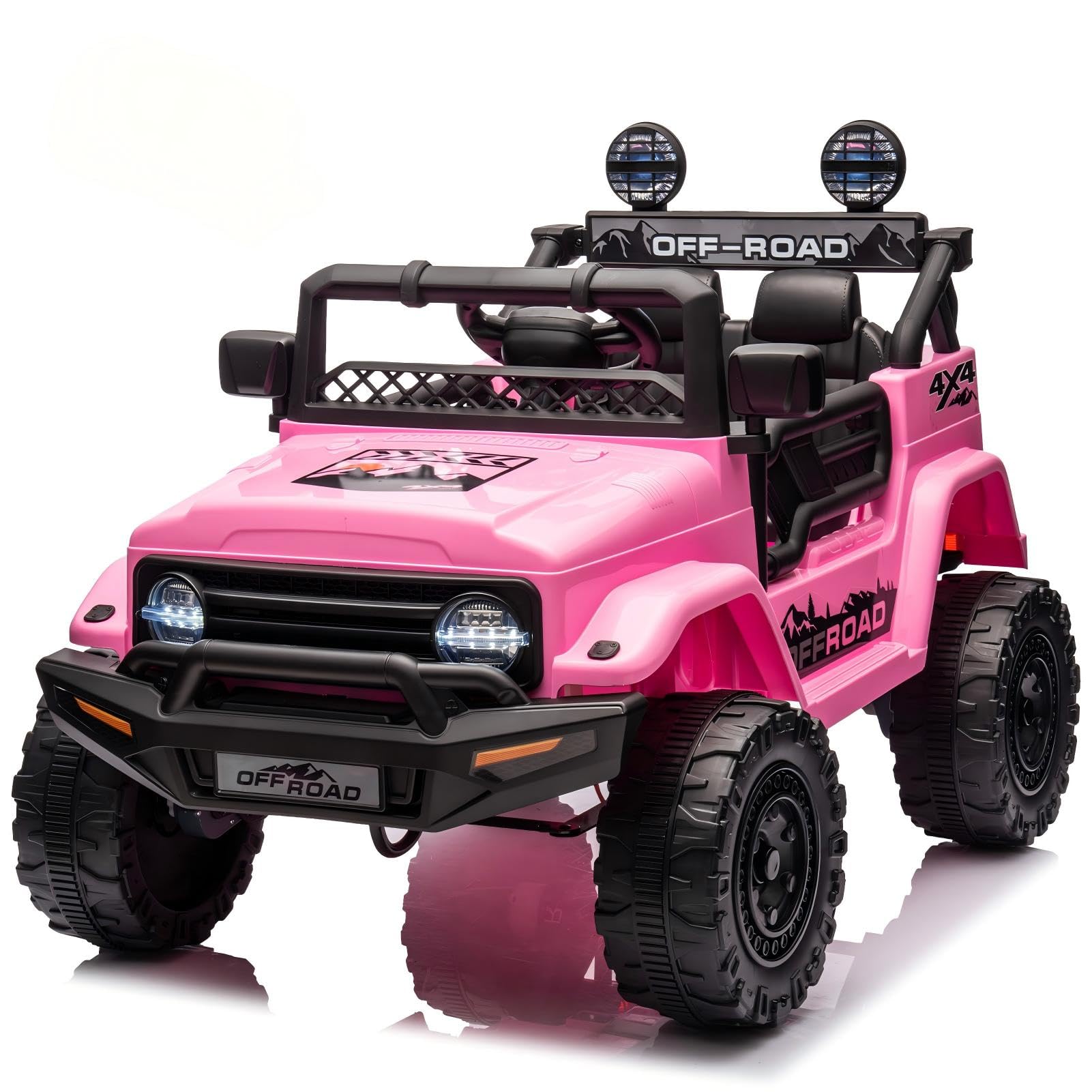 HAUSPROFI Auto elettrica per bambini con telecomando, 12 V, con luce, sospensione e cintura di sicurezza, 2 modalità di funzionamento, LED, Bluetooth, musica, auto elettrica per bambini a partire dai