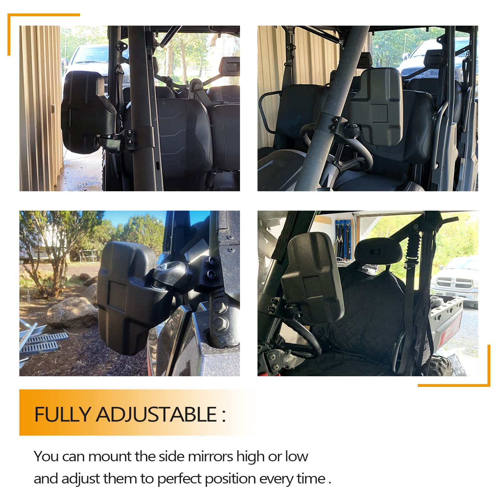 UTV Side View Mirrors For Polaris Ranger & Can-Am Defender - Breakaway Design