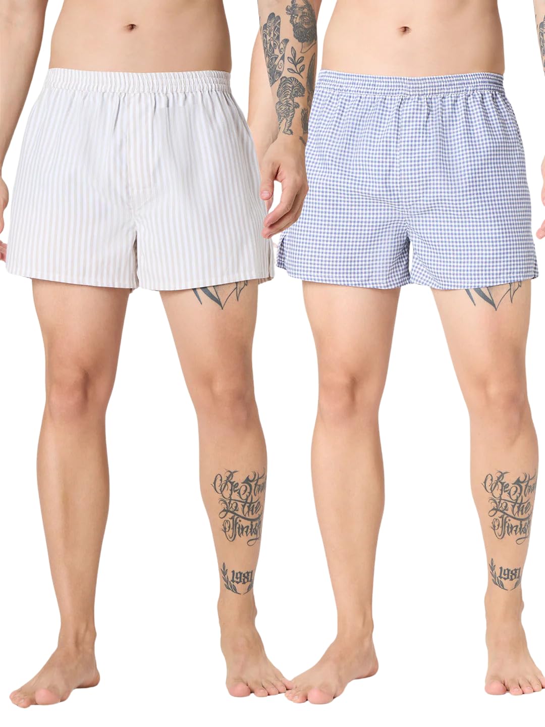 Aegean Blue Checks & White Striped Boxers MB8435A-image-1