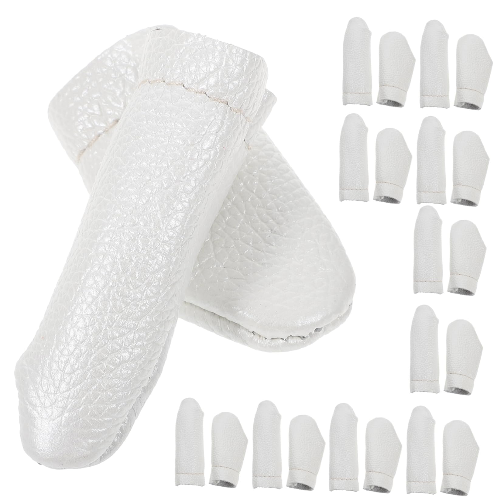 BEBEMOKO Wool Felt Thimble Fingertip Protectors 20pcs Pu Leather Gloves for Needle Felting Sewing Finger Protectors for DIY Random Color