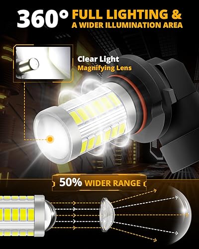 Miniatura 3 de Auxbeam 9005 9006 H10 Bombillas LED antiniebla de alta potencia 50W 3020 SMD bombilla para luz antiniebla, DRL, luces traseras - Xenón blanco 6500K
