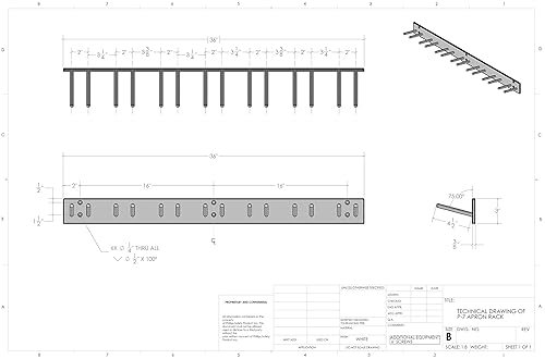 Soporte de delantal de plomo montado en la pared - Catorce clavijas