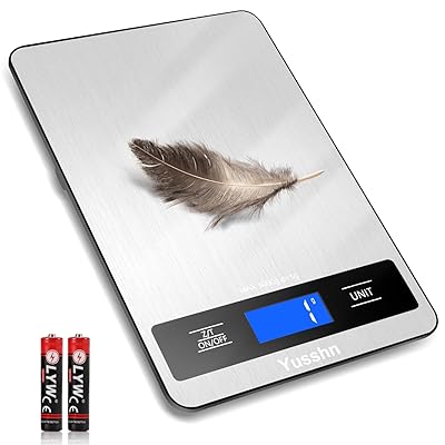 Digital Kitchen Scale - Precision Food Scale for Cooking & Baking (1g/0.05oz Accuracy) - Waterproof Stainless Steel with LCD Display, Batteries Included - Weight in Grams & oz (Ash Silver)