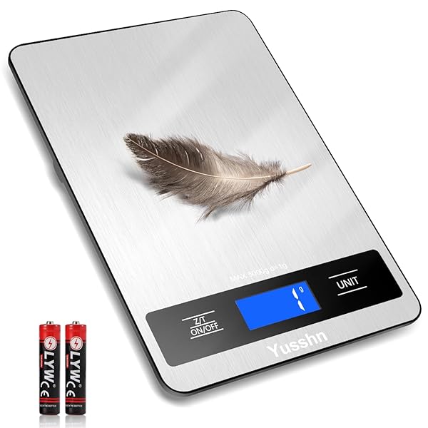 Digital Kitchen Scale - Precision Food Scale for Cooking & Baking (1g/0.05oz Accuracy) - Waterproof Stainless Steel with LCD Display, Batteries Included - Weight in Grams & oz (Ash Silver)