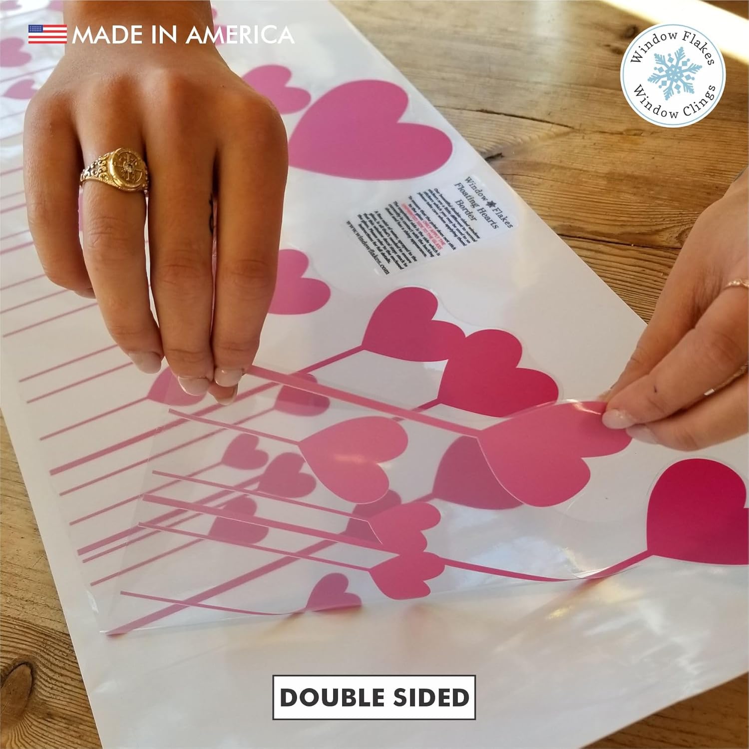 Pink Popsicle Heart Window Cling Border. Valentine's Day Decoration Decal for Glass. 47-Inch, Reusable, Double Sided. Made in America by Window Flakes.