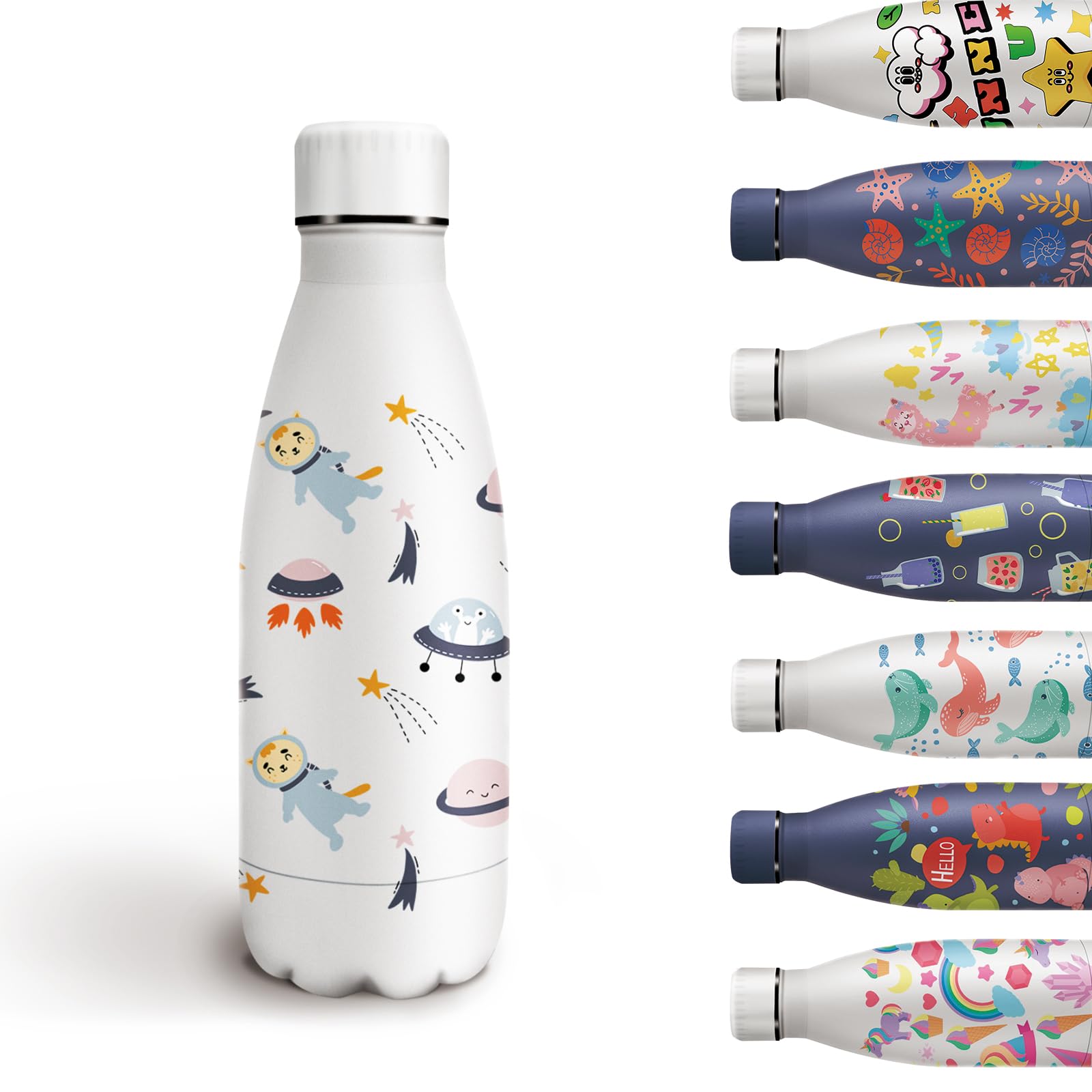Grsta Kids Water Bottle Personalised School Water Bottle BPA-Free Stainless Steel Water Bottle Leakless Mini Water Bottle 350ml Keeps Hot 12 Hours Cold 24 Hours