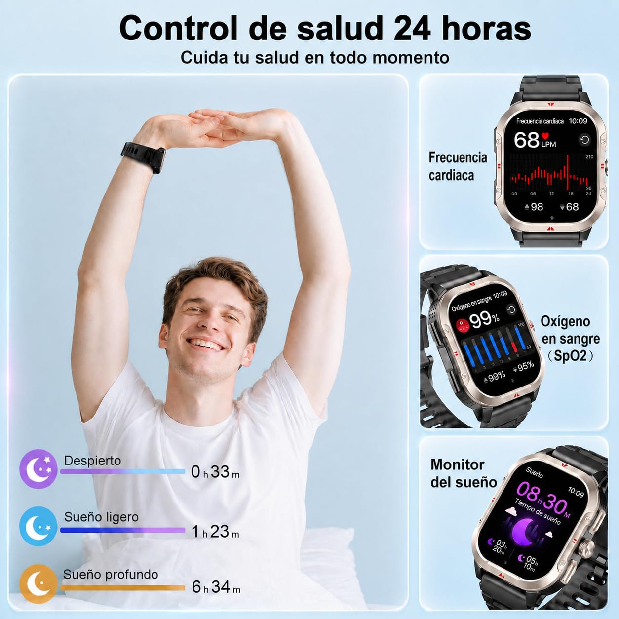 Jugeman Reloj Inteligente Hombre con GPS, 2.06'' Smartwatch,Fitness Tracker