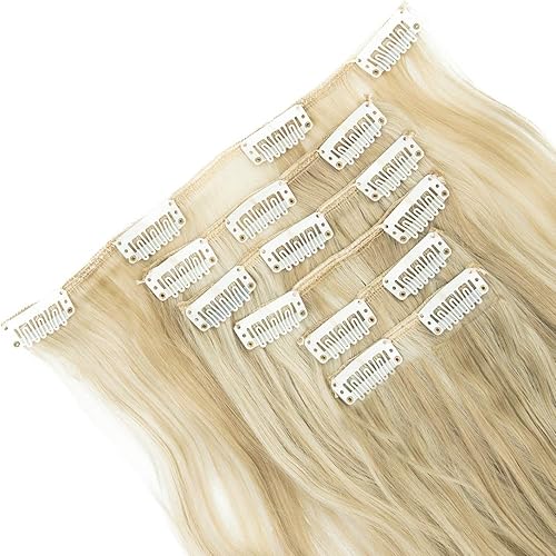 Miniatura 3 de Extensiones de pelo de 24 a 26 pulgadas, 6 unidades, 16 clips rizados, ondulados, rectos, gruesos, clip en extensiones de pelo sintético.