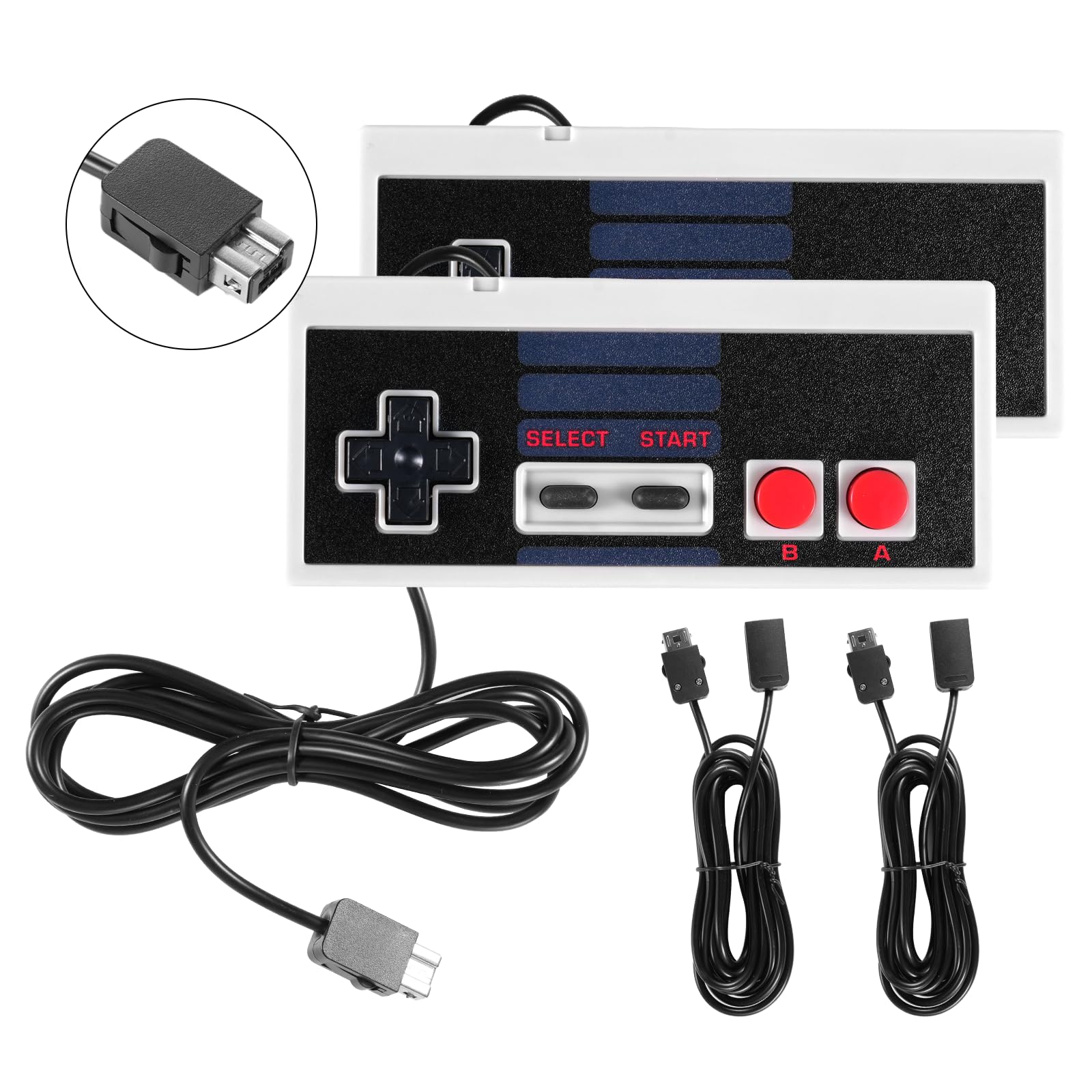 Binghe NES Game Controller, Mini Classic Edition Controller con NES Interfaz y 3M Cable Alargador Compatible con Nintendo NES/PC/M-A-C/Raspberry Pi 3(2 Piezas)