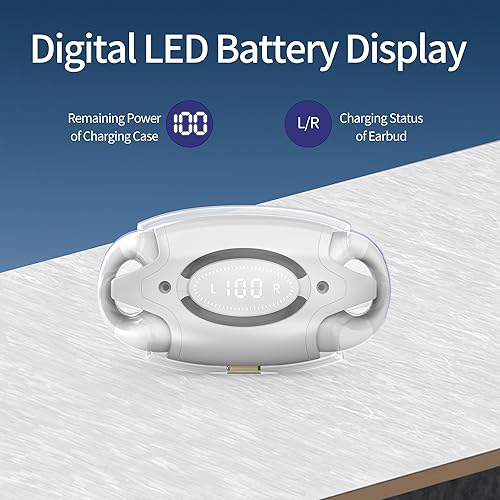 Miniatura 7 de Auriculares con clip para los oídos, auriculares abiertos Bluetooth 5.3 con micrófonopantalla, clips inalámbricos para los oídos, auriculares