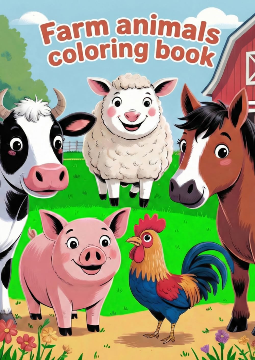 Farm Animals Coloring Book, for 3+ years old: Fun & Easy Farm Animals Pictures for Toddlers and Preschoolers