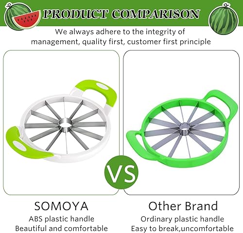 Vista 7 de Cortador de sandía extra grande, mango de silicona cómodo, divisor redondo de acero inoxidable para melón melón, piña, melón, miel, corte