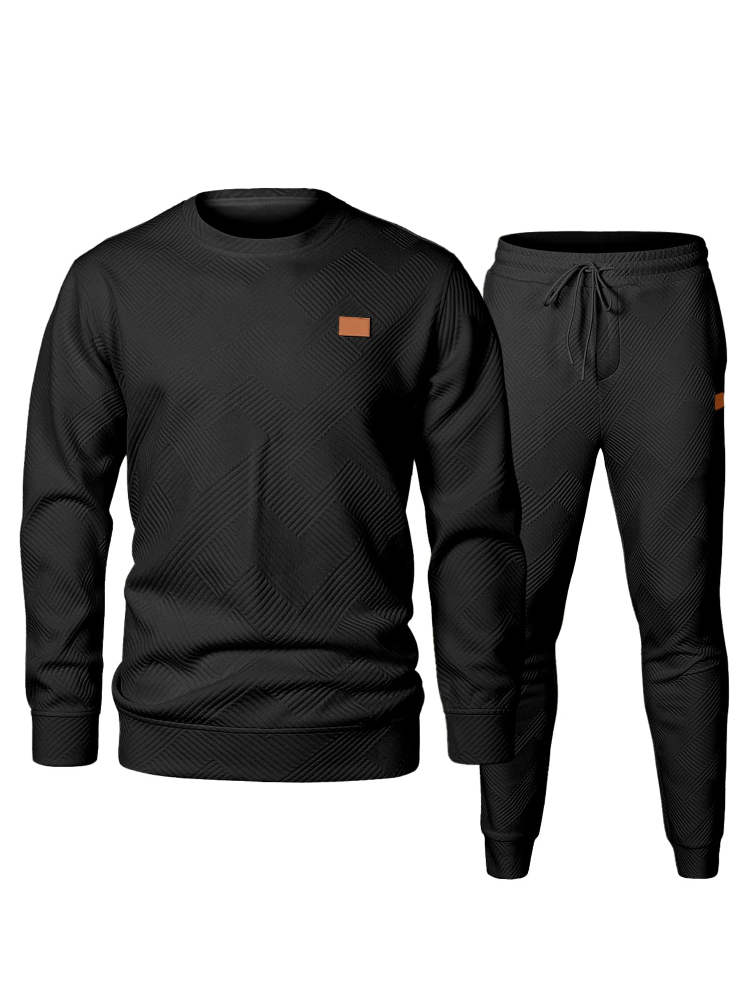 JMIERR Mens 2 Piece Outfits Knit Jacquard Pullover Sweatshirt Tracksuit Joggers Sweatpants Sweatsuit Sets with Pockets