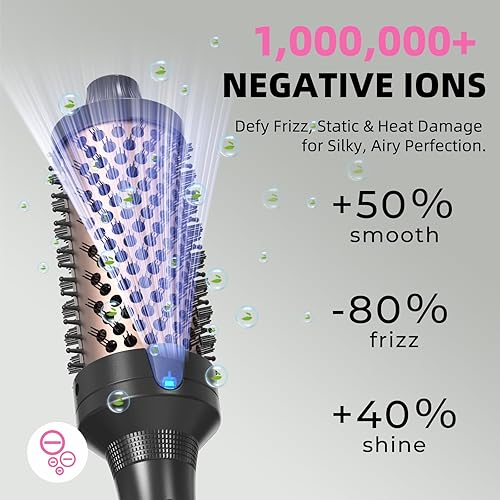 Miniatura 16 de K&K Cepillo rizador térmico – Cepillo de cerámica turmalina iónico de 1.5 pulgadas para volumen de raíces y rizos sueltos (negro)