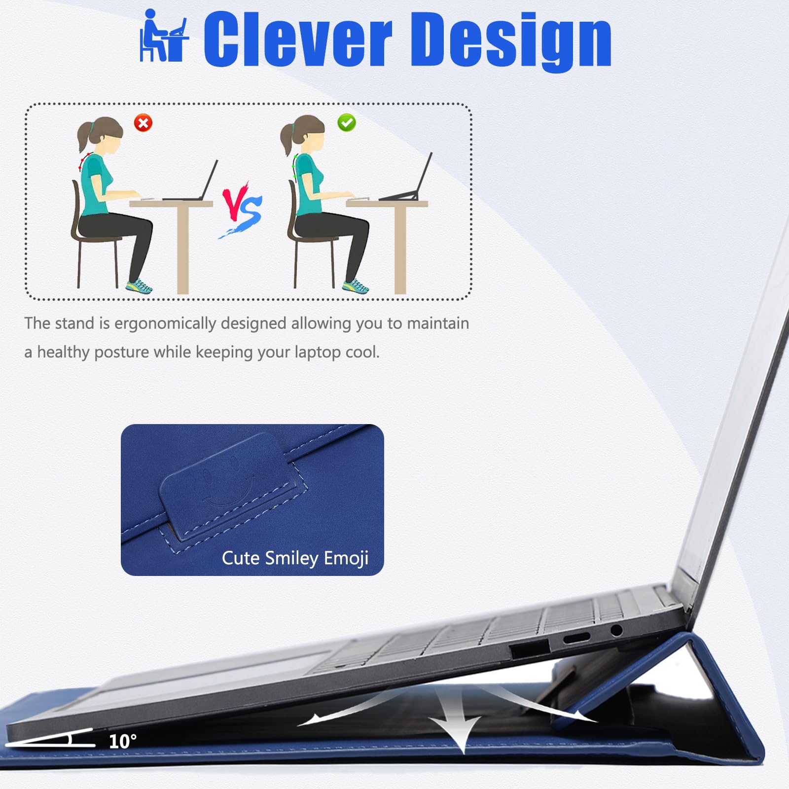 HYZUO 13,3-14 Pollici Custodie Laptop Borsa con Funzione Stand per MacBook Pro 14 M5/M4/M3/M2/M1 2026-2021, MacBook Pro/Air 13,3, 13,5" 13,8" Surface Laptop, HP Spectre X360 13/14, Blu Klein