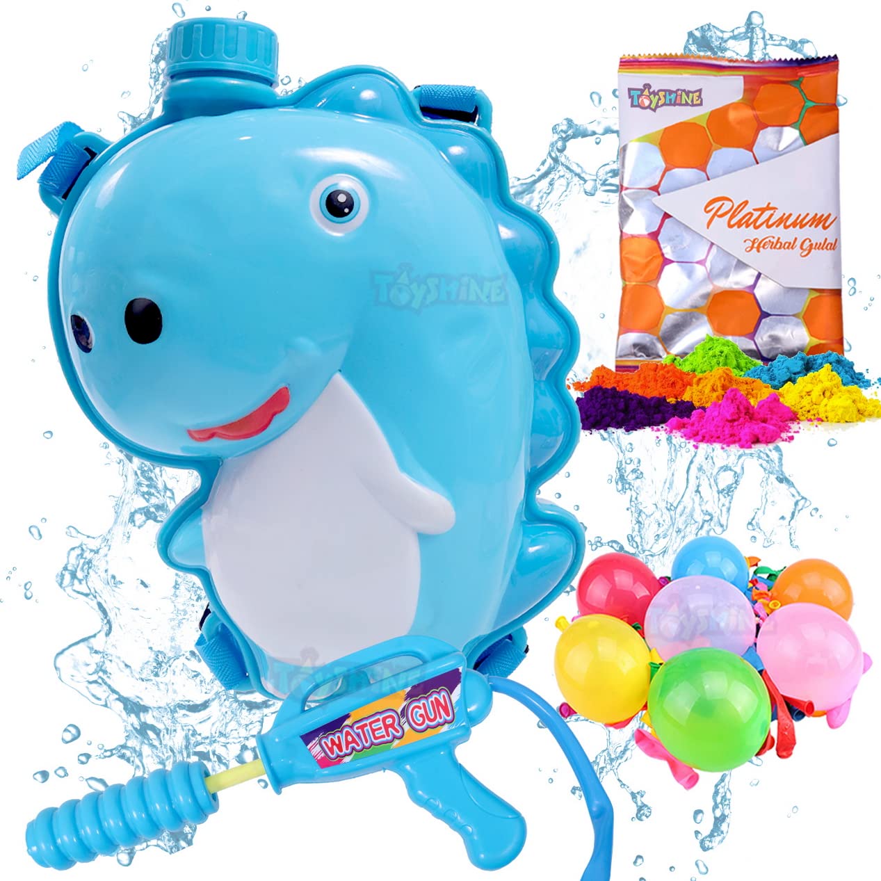 Toyshine Holi Water Toy Gun with Pressure Mechanism for Long Throw, Back Holding Tank, Back Holding Tank, 1.2 L, Dinosaur, Blue (B09P58M7XR) Amazon Price History, Amazon Price Tracker