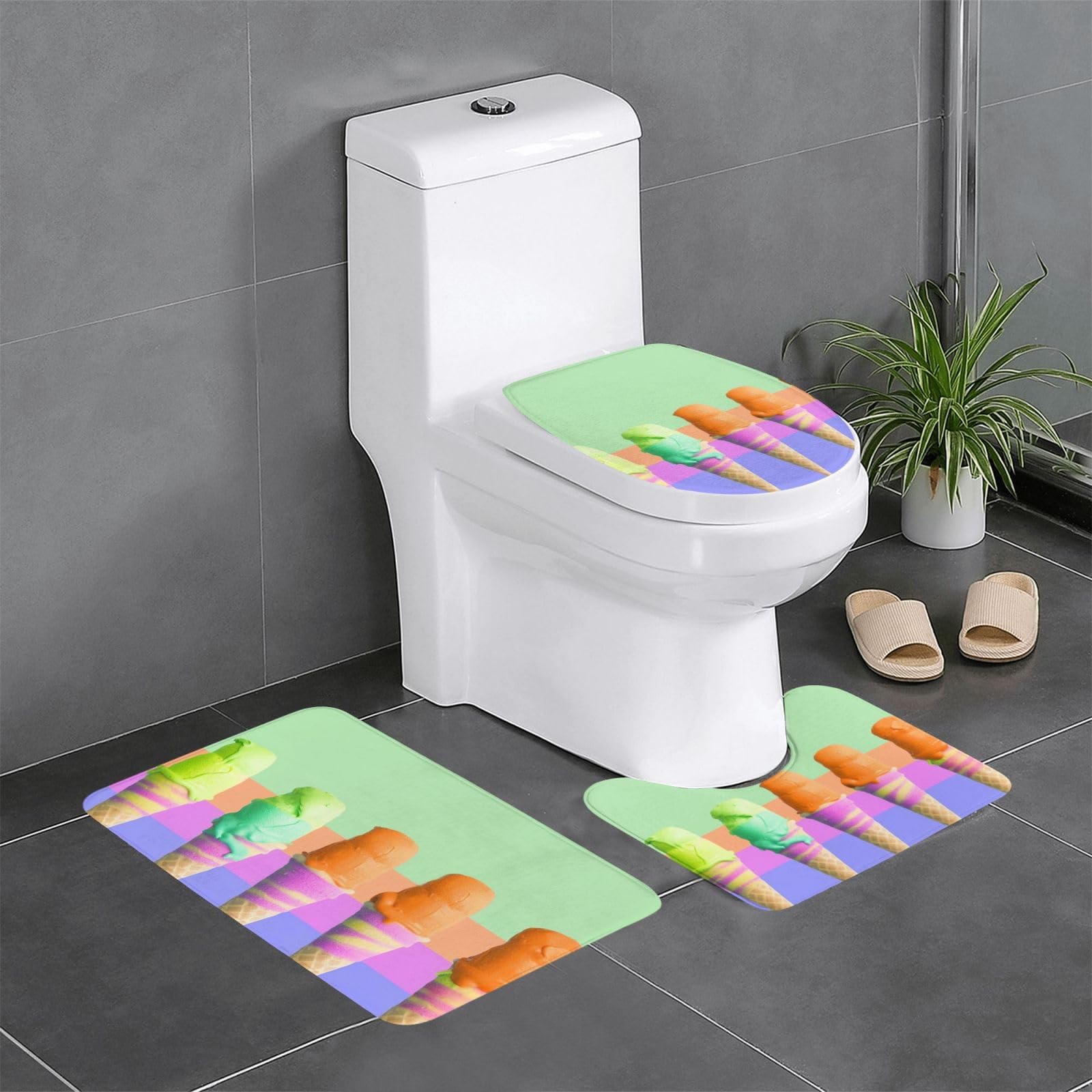 Tapis de bain 3pcs de qualité supérieure motif crème glacée dégradé pour intérieur