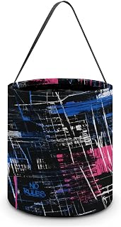 Abstract Grid Lines Halloween Trick Or Treat Bucket Candy Tote Hand‑held Pouch for Cosplay Theme Party Gift Storage