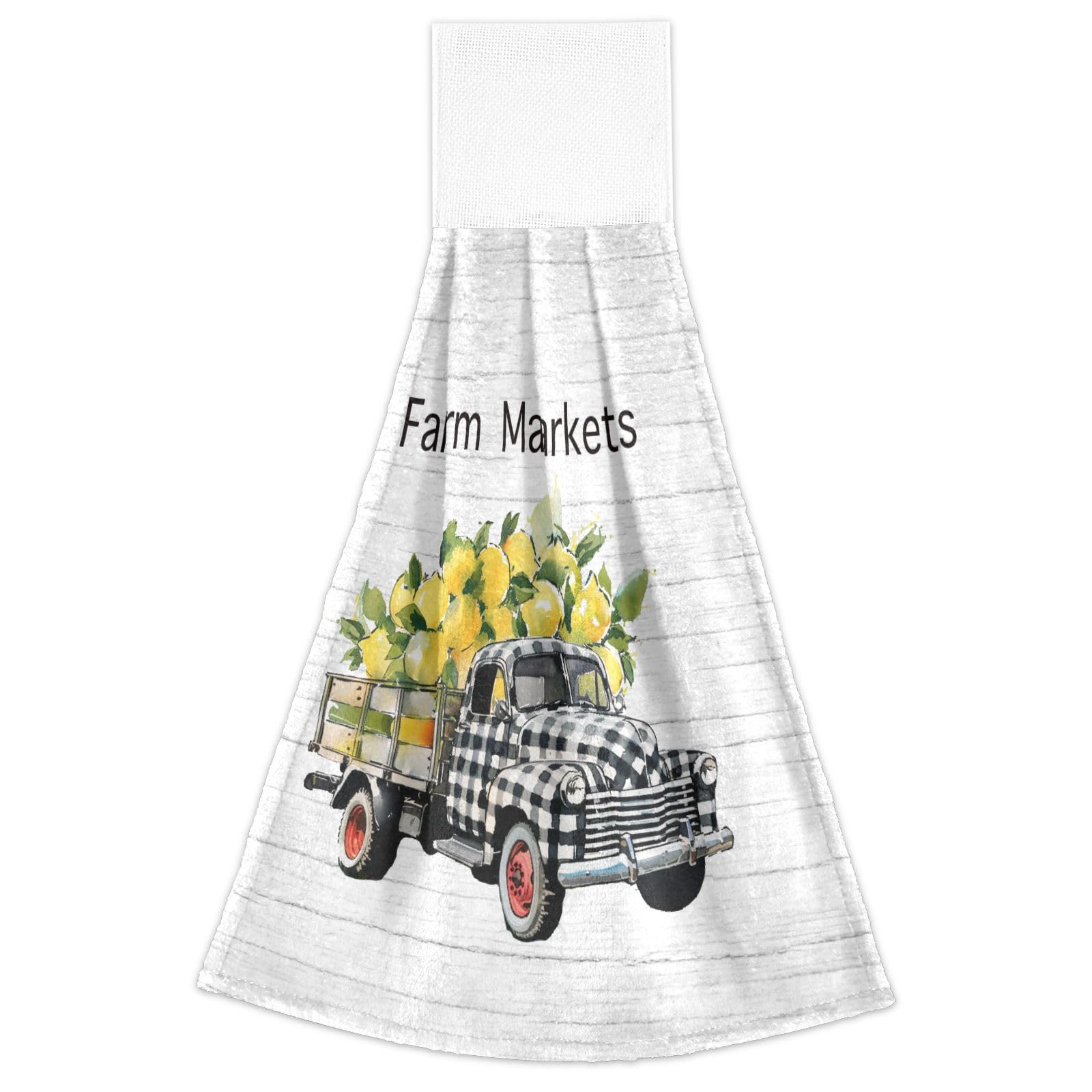Boccsty Old Wood Lemon Truck Hanging Kitchen Towels Dish Cloth Tie Hand Towel Tea Bar for Bathroom Farmhouse Housew