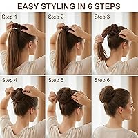 Vista 3 de Rosquilla de pelo mágica para formar rodetes, 3 piezas (1 grande y 2 pequeñas), con clip, Marrón