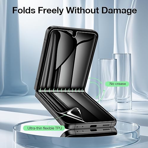 Miniatura 3 de Paquete de 6 protectores de pantalla de privacidad para Samsung Galaxy Z Flip 6, película de privacidad interna de TPU + protector de pantalla de