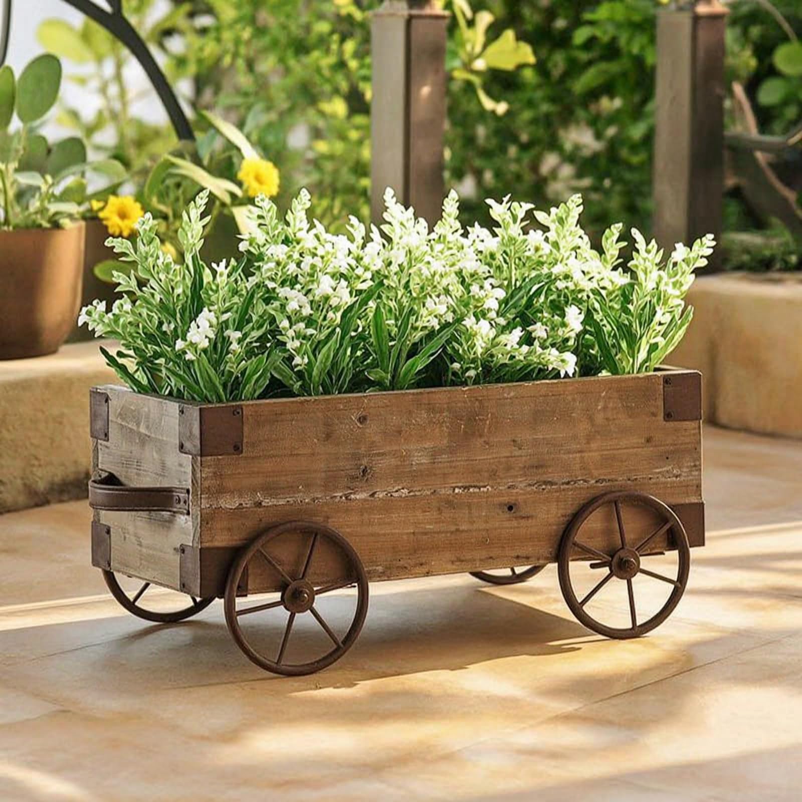 Pflanzwagen Rustikal Pflanzkarre Vintage Pflanzkarre für Gartenliebhaber, Hobbygärtner, Balkon