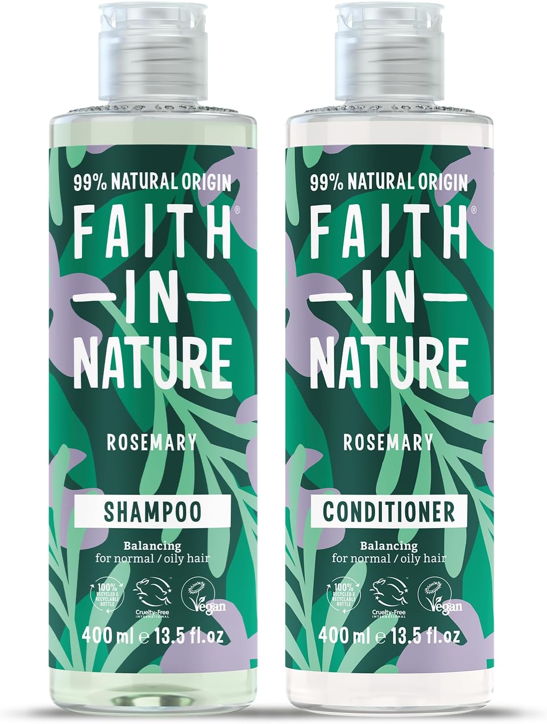 Faith in NatureNatural Shampoo & Conditioner Set - Vegan & Cruelty Free, No SLS or Parabens - 2 x 13.5 fl oz, Rosemary
