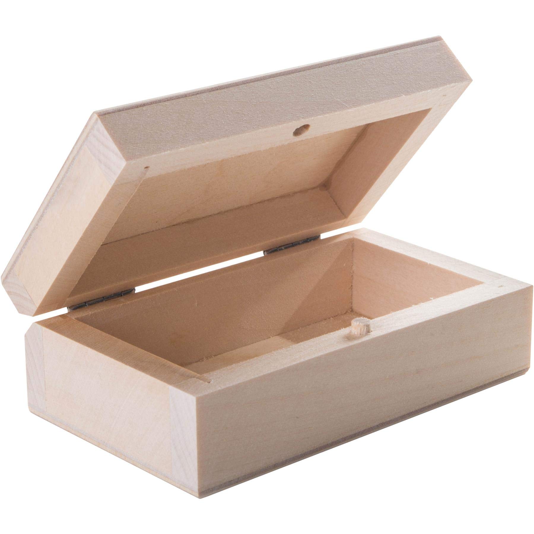 Woodeedoo Natural Small Rectangular Wooden Box With Lid & Bolt Closure | 10 X 6 X 3.7 Cm | Gadgets Trinket Keepsake Memory Jewellery Gift Craft Storage Box | Unpainted & Untreated Plain Linden