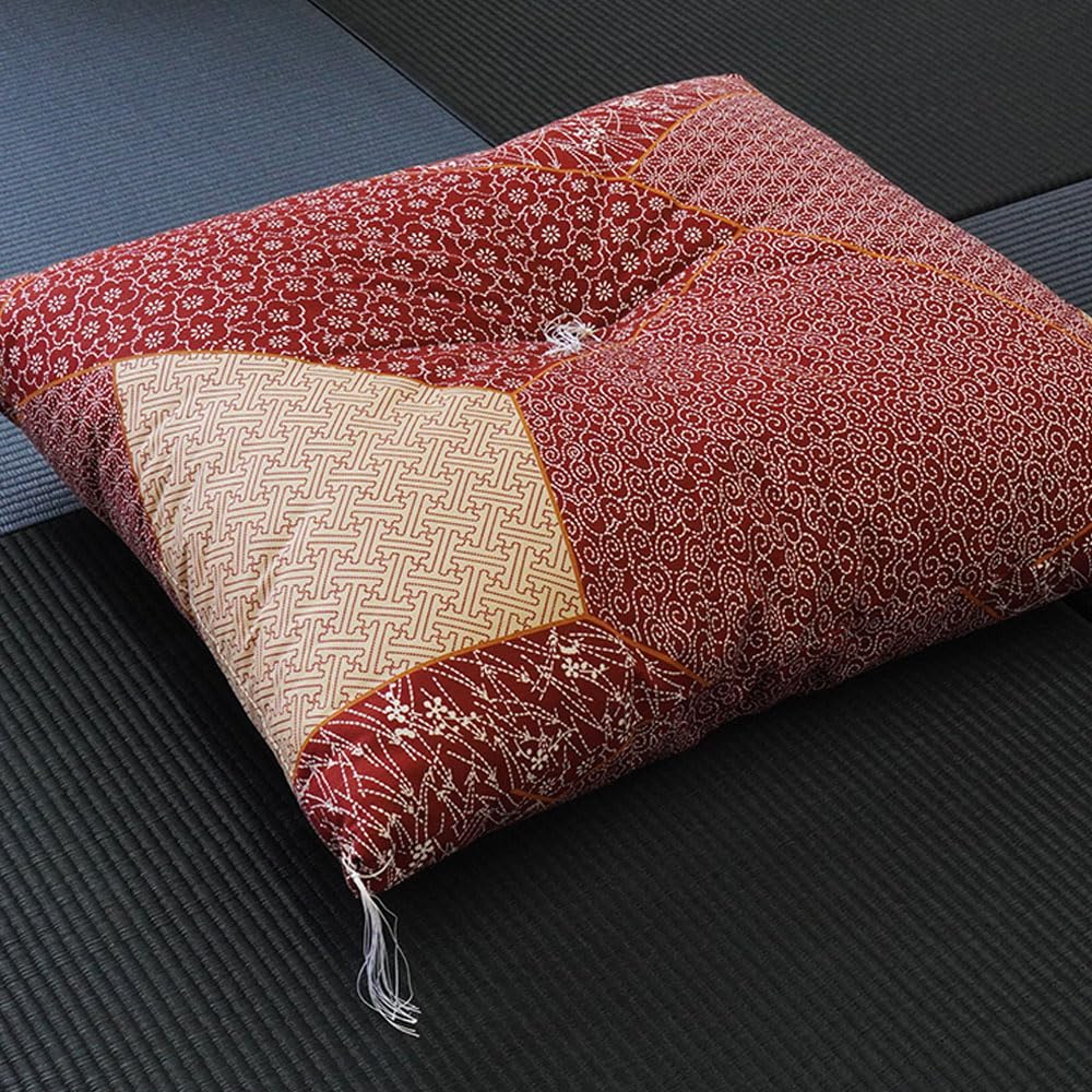 Amazon.co.jp: 座布団 日本製 約55×59cm 銘仙判 パッチワーク レッド