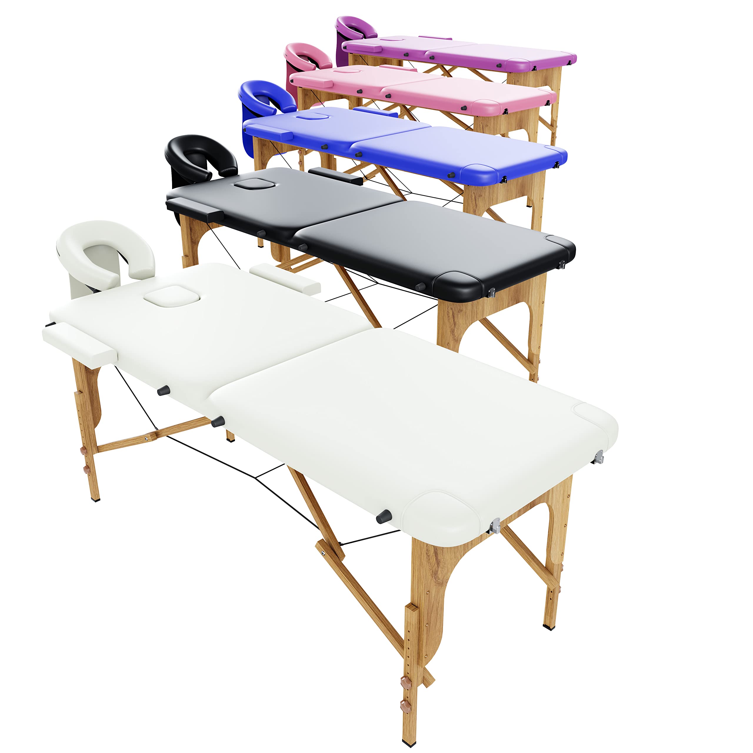 Lettino Pieghevole Massaggio 2 Zone Pannello Reiki In Legno Angoli Rinforzati Arrotondati Richiudibile Per Fisioterapia Altezza Regolabile Braccioli Poggiatesta Borsa Trasporto 185 x 70 Cm (Black)