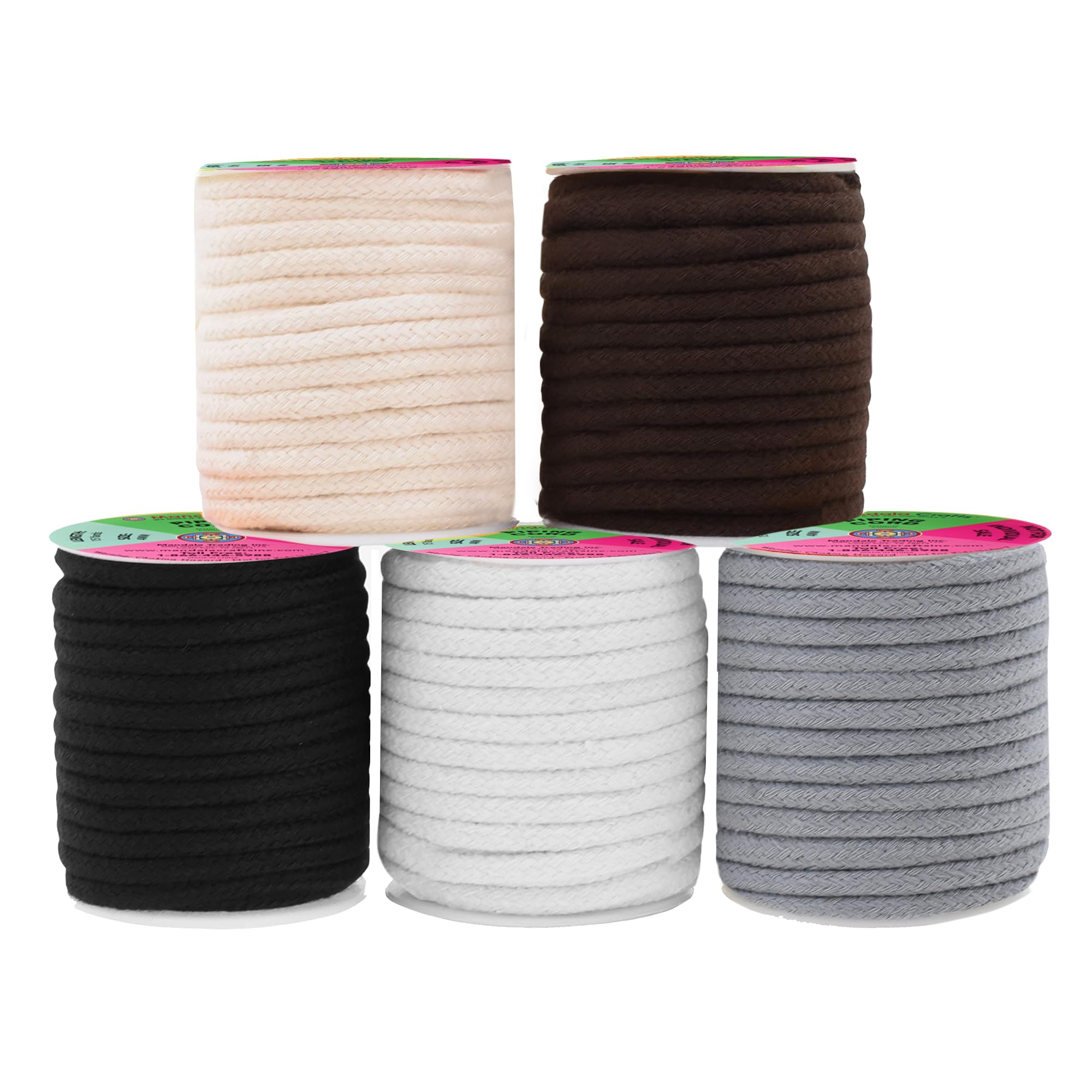 Mandala Crafts Neutral Soft Replacement Drawstring Cords for Sweatpants Bags - Piping Cord for Sewing Upholstery - 75 Yds 4mm Cotton Cording Macrame