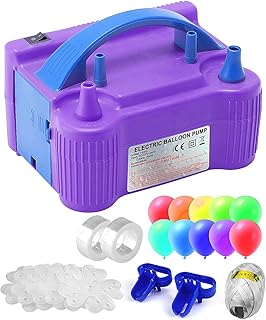 Electric Balloon Pump, 600W Portable Air Balloon Inflator Helium Balloon Pump Cheap Electric with Balloon Decorating Strip Kit for Party Wedding Birthday Activities and Festival Decoration Balloon Pump Electric Air Inflator, Portable Dual Nozzle with Decorating Strip Kit for Party, Wedding, Birthday, Activities and Festival Decoration, Blue, One Size