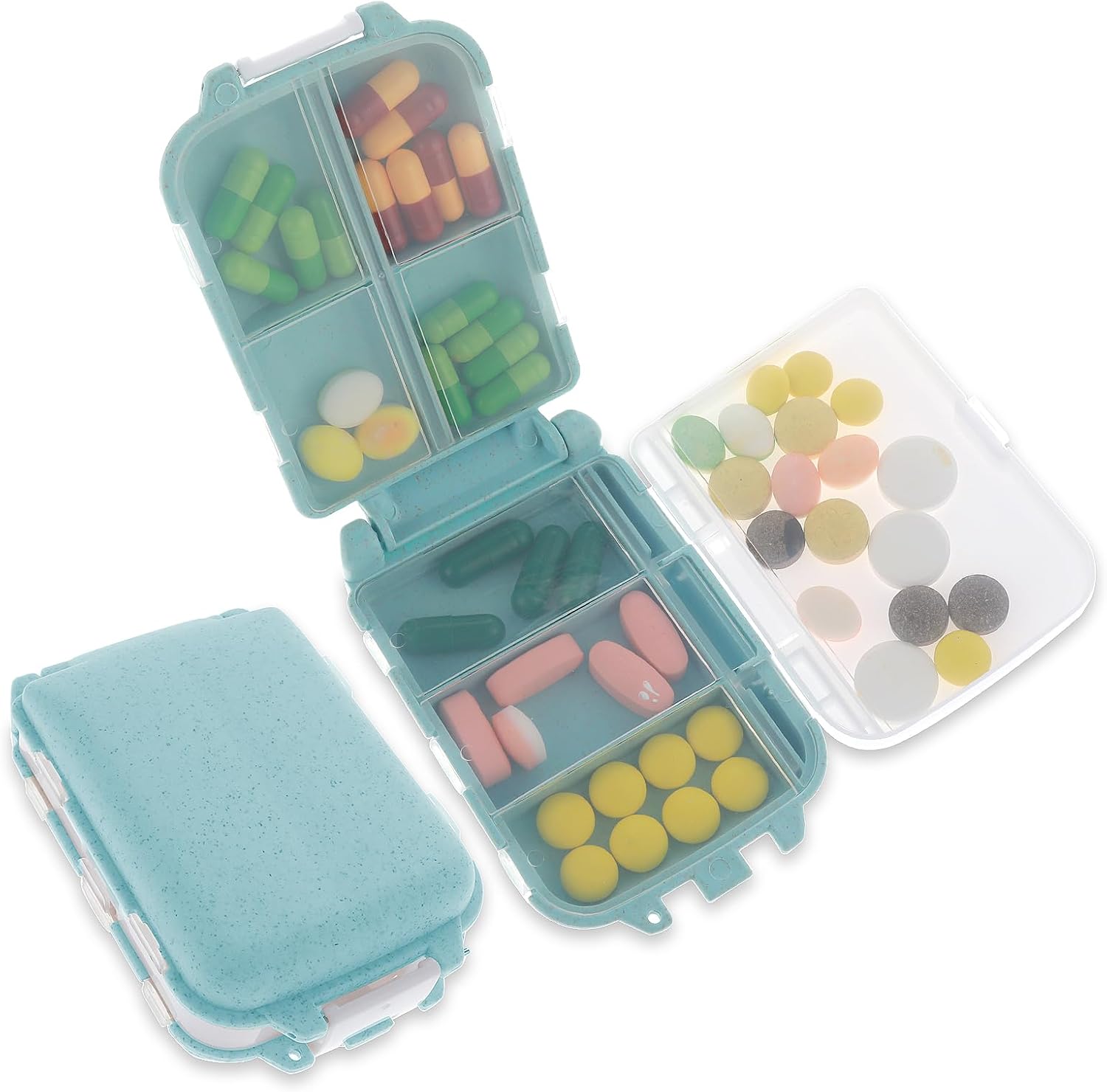 WLLHYF Pill Organizer 8 Compartments Daily Pill Case Travel