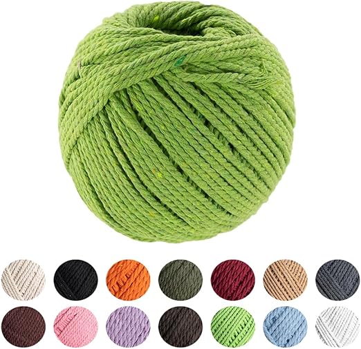 Craft County Natural Macramé Cotton Rope – Knitting, DIY, and Wall Hangings – Avocado 5mm (50 Meters)