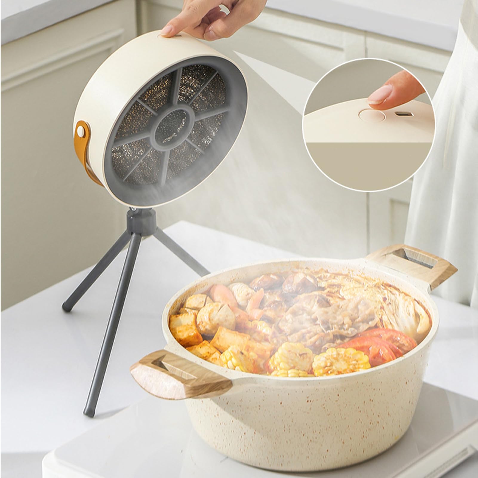 Cappa aspirante compatta da scrivania, 3 velocità, alimentata da | Ventilatore estrattore per Hot Pot, picnic, barbecue, cucina interna ed esterna, campeggio,