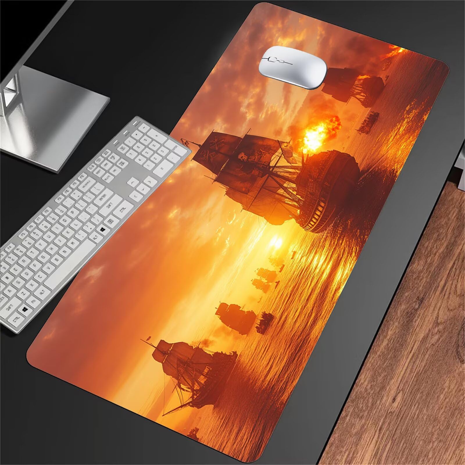Podkładka pod mysz do gier Duża podkładka na biurko 1200 x 600 x 2 mm zmywalna podkładka pod mysz XXL o wysokiej precyzji nanowłókniny poprawia precyzję i szybkość (żagiel o zachodzie słońca)