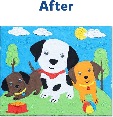 Miniatura 7 de Skillmatics Kit de arte y manualidades - Colorea con arcilla, arte sin ensuciar, crea un lienzo de arcilla de cachorros en el parque, regalos para