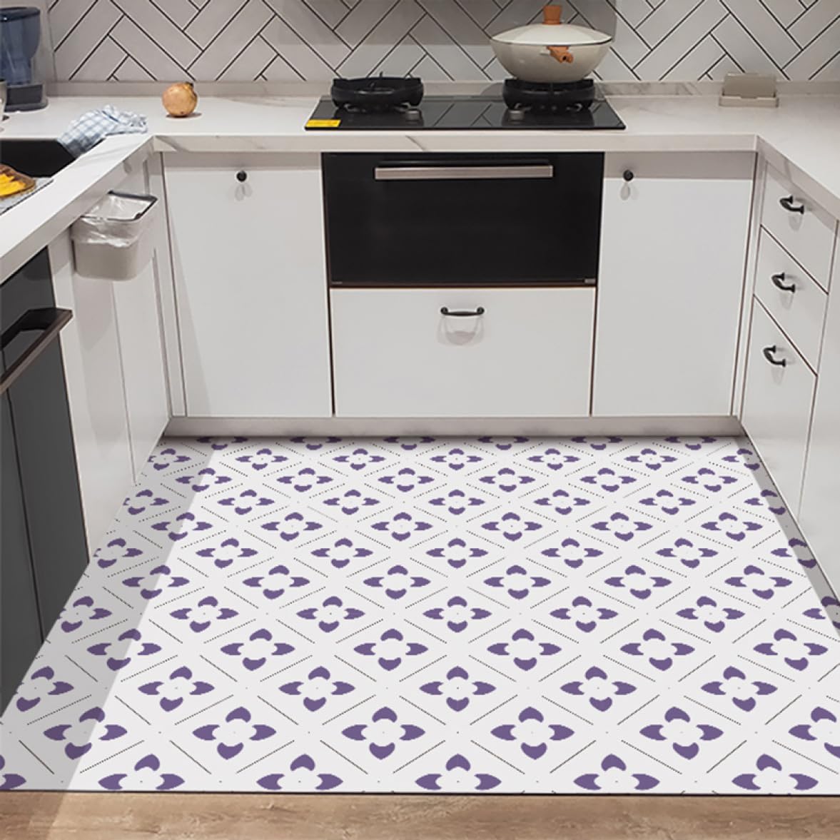 [HOG6] キッチンマット 拭ける 120*140cm クッション 踏み心地いい 滑り止め加工 ずれない ロング 床保護マット 可